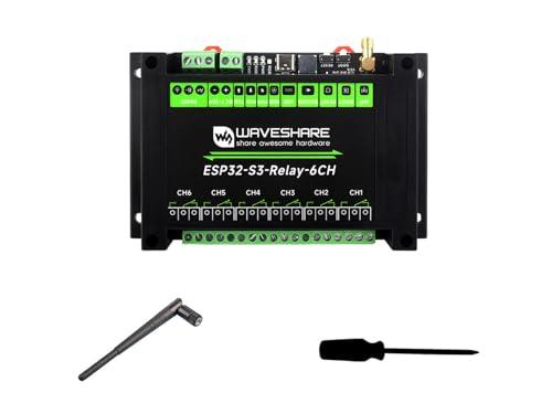 Waveshare Industrial 6-Channel ESP32-S3 WiFi Relay Module, Onboard RS485 / Pico HAT Interfaces, With Multiple Isolation Protection Circuits, Industrial-Grade, Rail-Mount Case