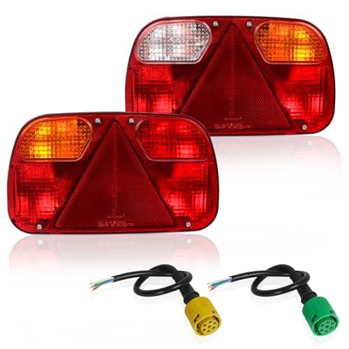 Yinaolan Luci per rimorchio posteriori 12V - 2 pezzi Luci per rimorchio Set di indicatori di direzione per caravan, trattore, camion, furgone, camion, camper