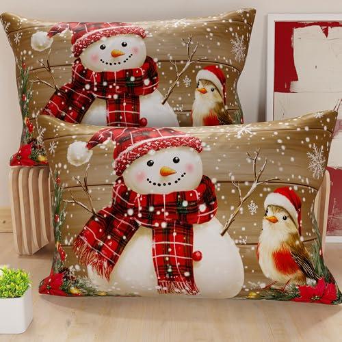 PETTI Artigiani Italiani - Coppia di Federe Cuscino 50x80 cm in Microfibra, Federe Natalizie, Cuscini Arredo di Natale Camera da Letto, Divano, Salotto, Set 2 Fodere Copricuscino, Federa Xmas 10