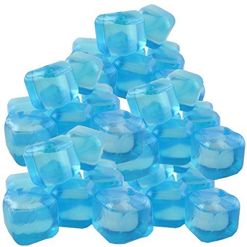 50 Cubetti di Ghiaccio Riutilizzabili per Feste in Plastica Colorata, Perenni - Arancione Blu/Turchese