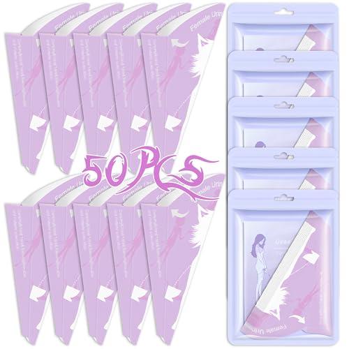 50 Pezzi Coni per Pipi Donna USA e Getta da Viaggio, Impermeabile Pipi in Piedi,Orinatoio Portatile Donna di Carta Coni Pipi Donna Monouso,Adatto a Donne Incinte, Pazienti, Campeggio