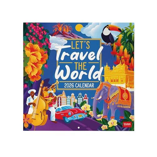Legami - Calendario da Parete 2026, Travel The World, Calendario da Muro Grande, 12 Mesi e Planner Annuale, in Inglese, Spazio per Note, Segni Zodiacali, Festività Internazionali, 30 x 29 cm