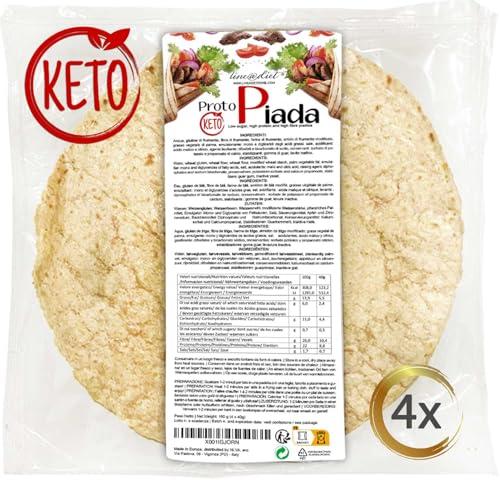 4 PROTOPIADE KETO Line@diet | PIADINE CHETOGENICHE ad alto contenuto PROTEINE | FASE 1 | 1 confezione da 4 PIADINE da 40 g