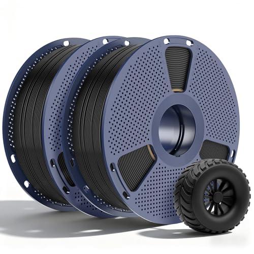 SUNLU 2KG TPU Stampa Filamento 3D 1.75mm,TPU 95A di Qualità Industriale,Resistente all'usura, Flessibile, Elevata Elasticità, Facile Da Stampare, Precisione ±0,03mm,1KG, 2 Bobine Nero