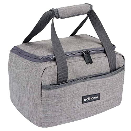 edihome, Borsa Termica Porta Pranzo, Borsa Frigo Piccola, 8L, Lunch Box, Termico, Borsetta, per Lavoro, per Viaggio, Blu, Beige, Nero e Grigio (Grigio)
