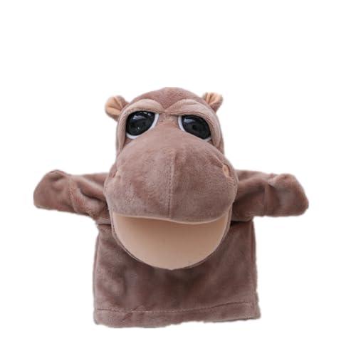 Proumhang Marionette a Mano per Bambini,Morbido Peluche Animale Zoo Marionetta per Bambini,Ragazzi,Ragazze,Grandi Bocche Mobili Ippopotamo 25cm