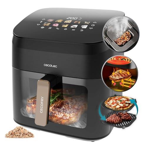 Cecotec Friggitrice ad Aria 8.5 Litri - Air Fryer Cecofry&Grill Smokin' 8500. 2200W, Piastra - Grill, Doppia Resistenza, Affumicatore IntegratoTemperatura Regolabile 40-200°C, 10 Menu