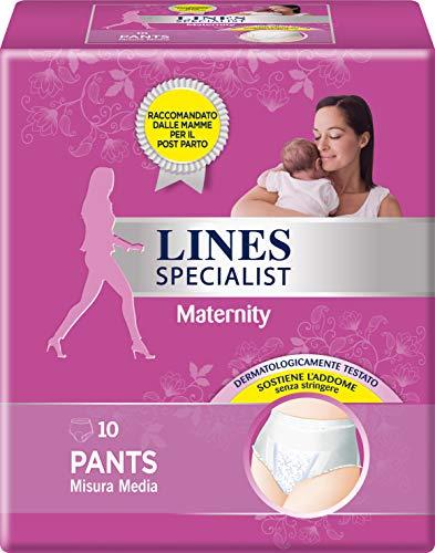 Lines Specialist Maternity, Taglia M (70-100 cm) - 10 Mutande Assorbenti Post Parto