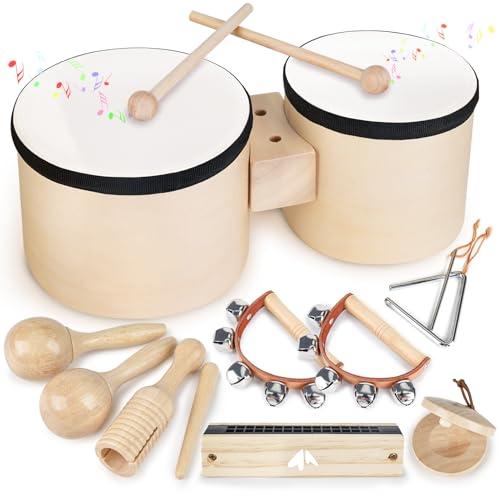 Giocattoli Bambino Strumenti Musicali Batteria Tamburo Bambino Giochi Bambini Giochi Legno Regalo Bambino 3 4 5 Anni