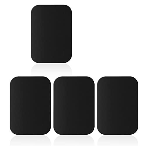 Set di 4 piastre metalliche autoadesive con adesivo per supporto magnetico auto, piastre metalliche molto sottili per cellulare e tablet, colore nero, rotonde rettangolari (4 Pezzi, Rettangolari-Nero)