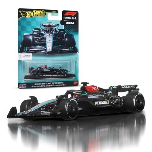 Hot Wheels Premium - Formula 1 auto da corsa, modellino die-cast in scala 1:64 da collezione, con pneumatici Real Riders, carrozzeria e telaio in metallo, giocattolo per fan e collezionisti, JBM16