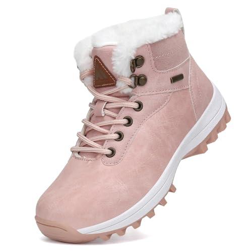 Mishansha Scarpe Ragazzi Invernali Stivaletti Ragazze Invernali Impermeabili Scarpe da Neve Bambini Outdoor Antiscivolo Stivali Invernali Rosa,Gr.32