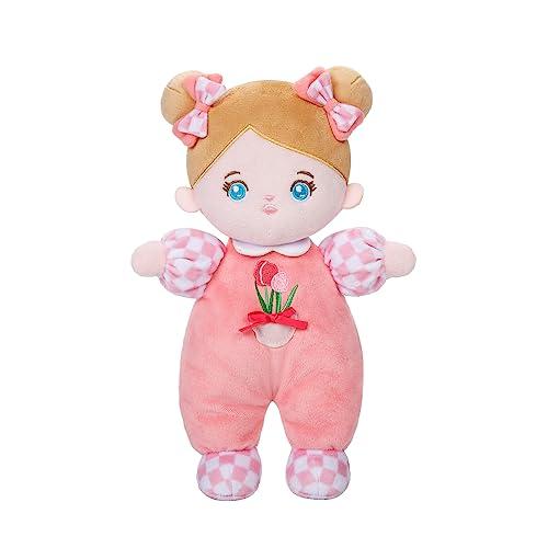 OUOZZZ Giochi Bambini 1 Anno - Bambola di Pezza Peluche Morbida e Sicura per Bambina, Bambola con Occhi Blu, Gioco Bimbo 1 Anno, Regalo Perfetto per 1-3 Anni, 25cm Rosa