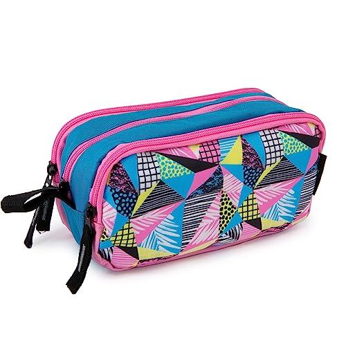 STARPLAST ASTUCCIO - 3 cerniere, 3 scomparti, grande capacità, multiuso, per uso scolastico, lavoro, università - TRIANGOLI