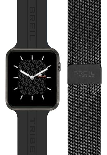 Breil EW0671 Smartwatch SBT-X, con Doppio Cinturino Intercambiabile in Silicone Nero con Pattern Breil Tribe e in Maglia Mesh Nera, Cassa Nera, Connettività Bluetooth, Chiusura ad Ardiglione