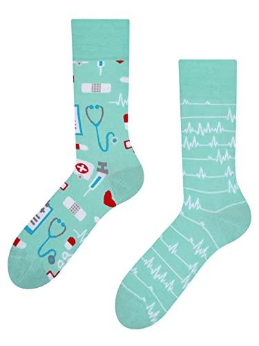 Dedoles Calzini Unisex Donna Uomo & Bambini Calze Cotone con tanti Design divertenti sinistra destra diversi, colore: Blu, disegno: Medicina, taglia: 43-46