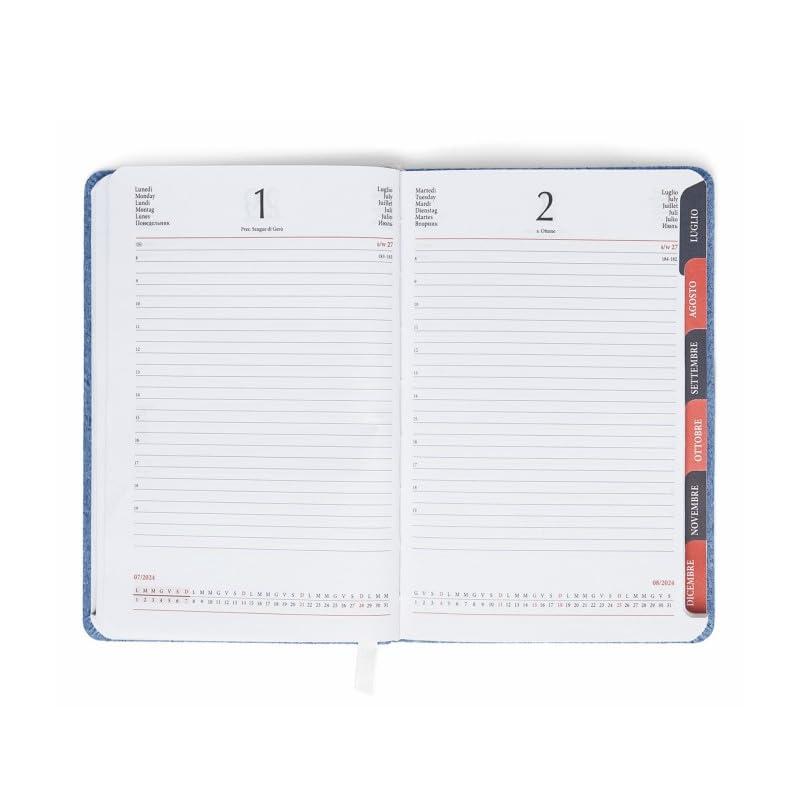 Ricambio agenda 11x17 FUSTELLATO giornaliero 2025 rivestivo in ecopelle BEIGE (carta bianca)