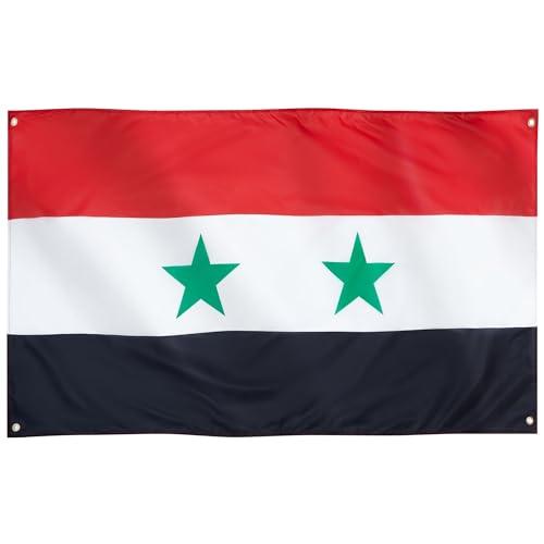 Runesol Bandiera Siria, 91x152cm, 3ft x 5ft, 4 Occhielli, Bandera Siriana, Bandiera Repubblica Araba Siriana, العلم السوري, andiere di Qualità, Interno, Esterno,