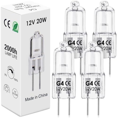 BROTOU 4 Pezzi Lampadine G4, G4 Lampadina Alogena 12V 20W 2800K 300LM, Bianco Caldo Dimmerabile G4 Luce per Forno,lampadario,Applique,Salone,il camper,Camera,Bagno Lampadine Alogena