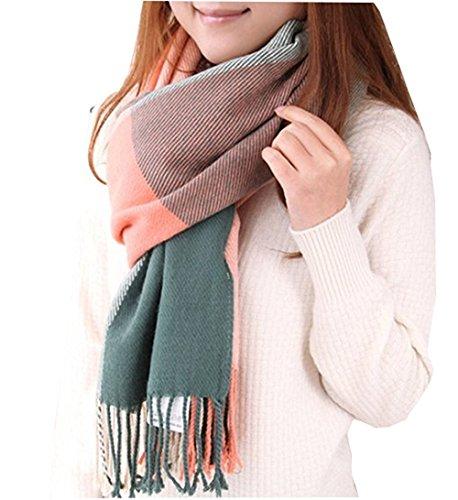 Chalier Fashion Sciarpa da Donna Inverno Scozzese Sciarpa Quadri Sciarpe Calde, Scialle da Donna Elegante Sciarpa con Frange