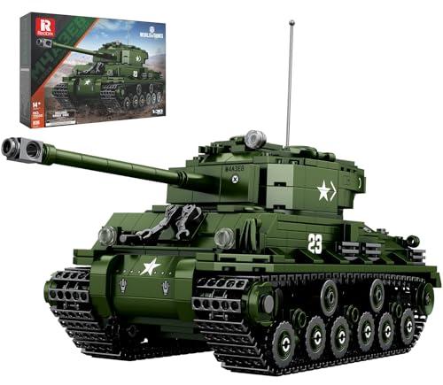 Reobrix M4A3E8 Sherman Tank Building Set, set di blocchi da costruzione per carri armati americani della seconda guerra mondiale 77030, prodotti autorizzati World of Tanks,regalo per adulti 836 pezzi