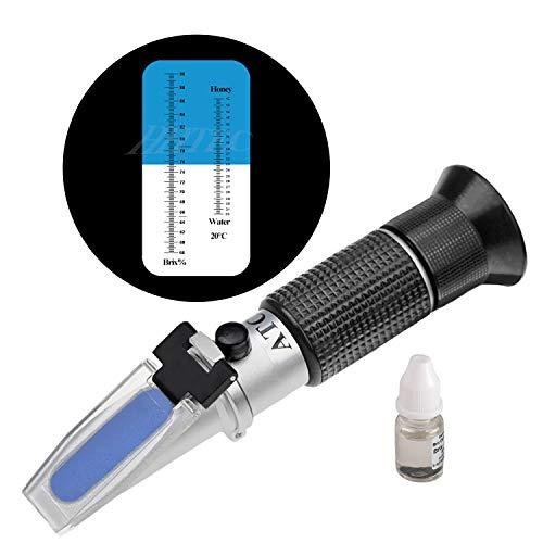 HH-Tec Rifrattometro manuale, 58–90% Brix, 38–43 Baumé, 12–27% acqua, per apicoltori, per melasse, sciroppi, marmellate, con istruzioni in tedesco [lingua italiana non garantita]