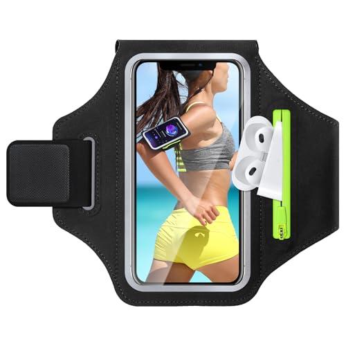 GlasFlength Fascia da Braccio con Borsa Auricolare, Porta Cellulare Corsa Sweatproof Porta Telefono Corsa Porta Cellulare Braccio Portacellulare Armband per iPhone 15/14/13/12/11 Galaxy S24/S23 6.7