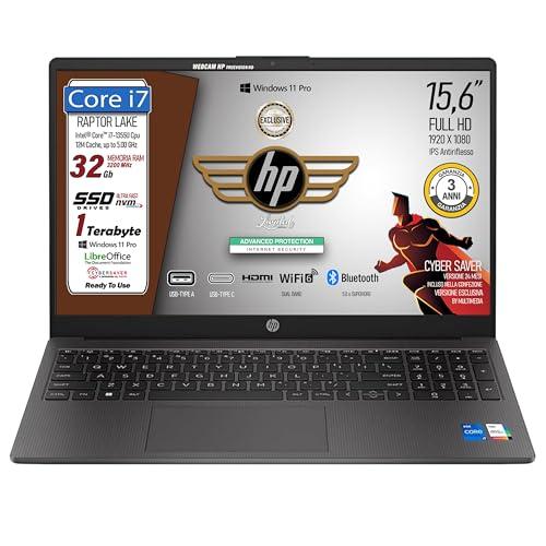 HP 250 G10, PC Portatile CPU Intel Core i7-1355U 13th 10 Core, fino a 5GHz, RAM 32GB, SSD 1Tb, Display 15.6