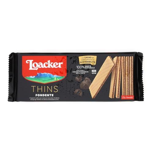 Loacker - Wafer Thins Fondente - Wafer Sottile e Fragrante con due Strati di Cialde Farcite con uno Strato di Crema al Cioccolato Fondente – Colazione - Merenda e Snack - 1 Confezione da 150g