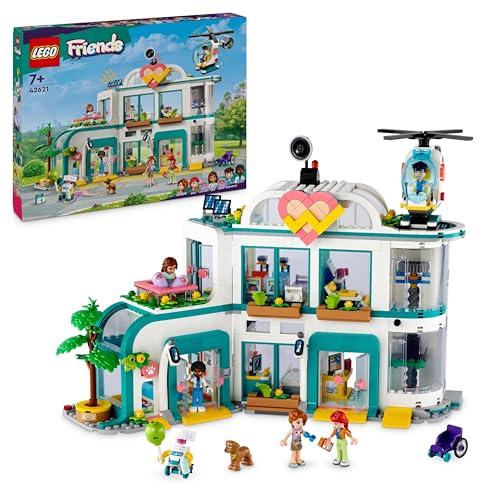 LEGO Friends Ospedale di Heartlake City, Giochi Educativi del Dottore per Bambine e Bambini da 7 Anni in su con Elicottero Giocattolo, 5 Mini Bamboline tra cui Autumn, 2 Bebè e un Cane 42621