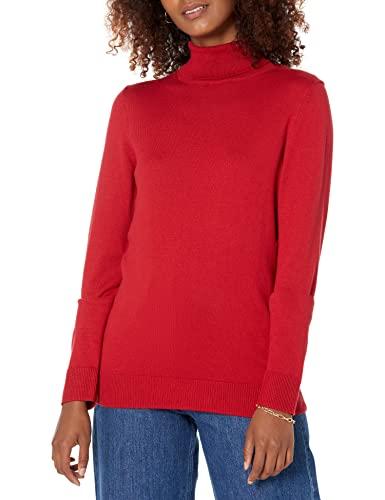 Amazon Essentials Maglione A Collo Alto E Maniche Lunghe Leggero con vestibilità Classica (Taglie Forti Disponibili) Donna, Rosso, L