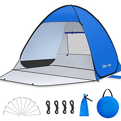Glymnis Tenda da Spiaggia Completamente Chiuso Pop-up con Cerniera Istantanea Portatile 220 * 190 * 135 cm per 3-4Persone, Protezione Solare UPF 50+, Include Borsa