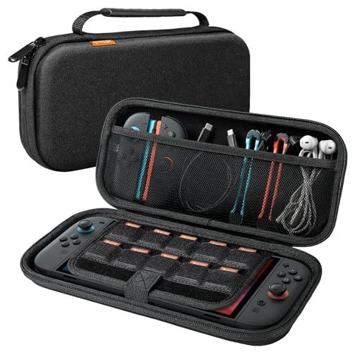 JETech Custodia da Portare per Nintendo Switch 2 (2025) 7,9 Pollici, Borsa da Viaggio Portatile con Guscio Rigido con 10 Slot per Schede di Gioco e Astuccio per Accessori, Anti-Graffio (Nero)