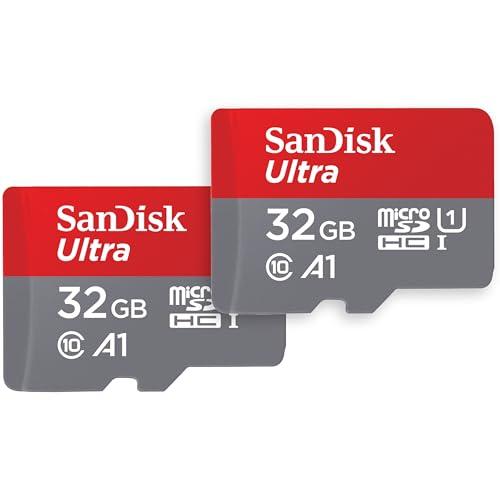 SanDisk Ultra 32 GB microSDHC Memory Card + SD Adapter with A1 App Performance Up to 120 MB/s, Class 10, U1 (Twin Pack)