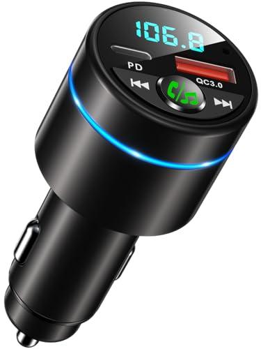 Mohard Trasmettitore FM Bluetooth 5.3 Auto, Ricarica Rapida PD 30W & QC3.0 18W Adattatore Bluetooth Accendisigari per Auto Interamente Metallo, Cancellazione Rumore Chiamate Vivavoce, Musica Hi-Fi
