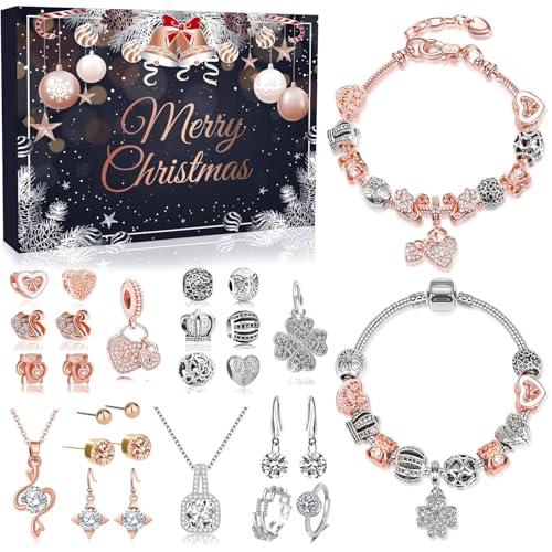 iZoeL Calendario Avvento Gioielli Calendario Avvento 2025 Donna Bambina Fai da Te Bracciale Donna Bambina Idee Regalo Natale 2025, Regali Natale per Moglie Fidanzata Figlia Nipote Zia Sorella