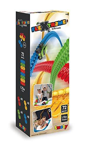 Smoby - Flextreme Refil Tracks, 7600180904, +4 anni, 72 pezzi, 1,72 metri, 4 colori, aggancio a clip, binari flessibili