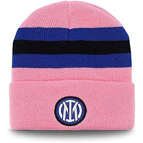 Inter Berretto invernale con Ribalta Nuovo Logo con Righe, Acrilico, Unisex Adulto, Rosa/Nero/Blu, Taglia Unica