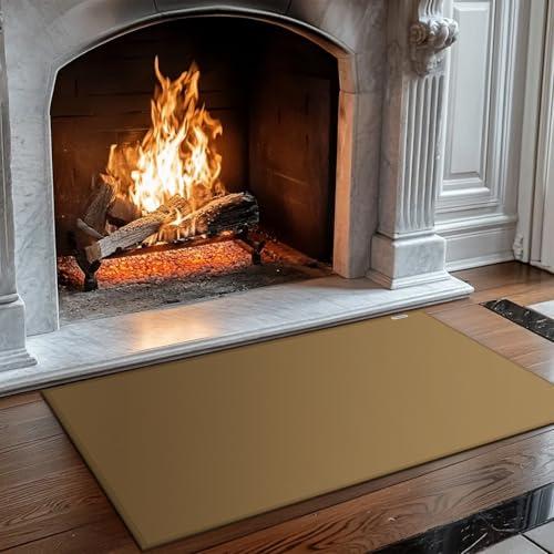Tappeto Ignifugo per Camino, Parascintille per Camino, Resistente al Fuoco, Calore, Antiaderente, per Barbecue, Patio, Tappetino Protettivo per Pavimenti, Protezione per Stufe (Marrone, 120 x 70 cm)