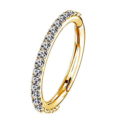 OUFER 16G 8mm Helix Piercing Hoops Acciaio Chirurgico Gold Oro Daith Trago Tragus Rook Conch Cartilagine Orecchino Nostril Piercings Naso Anello Ring Septum Clicker Donne Gioielli