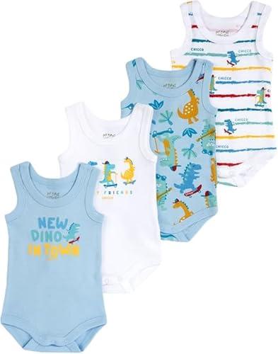 Chicco, Body Neonato e Neonata, Set di 4 Body Senza Maniche, in 100% Cotone, con Comoda Apertura, Abbigliamento Neonato 0-3 Mesi, Idee Regalo Nascita