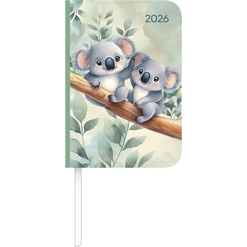 Lady Journal Mini Koala 2026 - Taschen-Kalender 8x11,5 cm - Muster - Weekly - 144 Seiten - Notiz-Buch - Alpha Edition