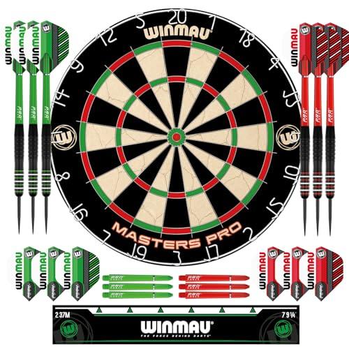 WINMAU Darts – Setole Dartboard Premium – Include bersaglio, alette, alberi e oche strip – Set freccette pro con punta in acciaio