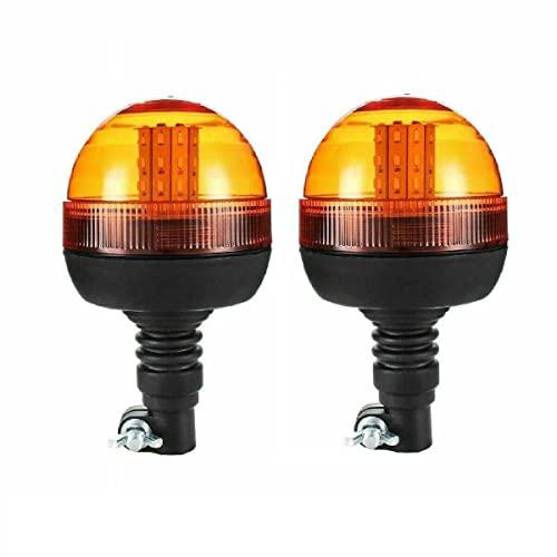 Coppia 40 LED Arancio Rotante E9 12-24V IP56 Omologato Base Flessibile Lampeggiante LED Trattore