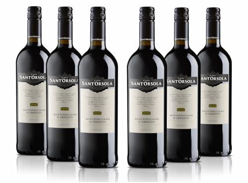 Sant'Orsola - Vino Rosso Montepulciano d'Abruzzo D.O.C. 13%, Gusto Secco e Delicatamente Tannico, 6x750 ml