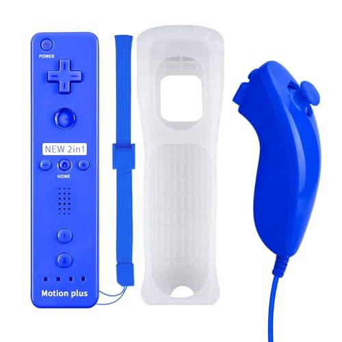 QUMOX Telecomando Wii Nunchuck con Motion Plus Compatibile con Wii e Console Wii U | Telecomando Wii con Funzione Shock Blu Scuro