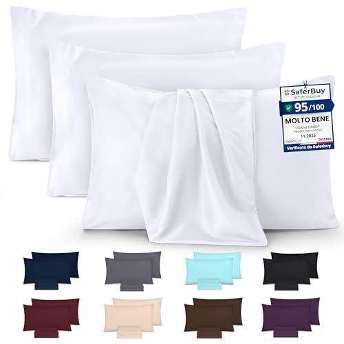 Utopia Bedding - Federe Set Di 4-50 x 80 Cm - Copricuscino In Poliestere - Morbida Spazzolata Microfibra Federe Con Chiusura A Busta - Bianco