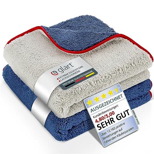 Glart 472PP Set di 2 Panni in Microfibra Premium 40x40 cm per la Cura Professionale della Vernice, per Asciugatura e Lucidatura Auto, antracite / blu marino