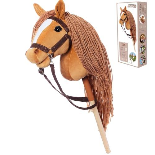 HOPPIHORSE-Edizione Sportiva Hobby Horse A3, Cavallo con bastone con cavezza, redini, tracolla, coda e impugnatura in silicone, Hobby horse cavallo di alta qualità in peluche in una confezione regalo