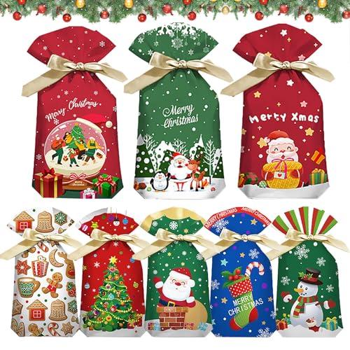 HaloCasa Sacchetti Regalo di Natale, 36 Sacchetti Regalo Natalizi con Coulisse Medi e Piccoli Bustine Borse Regalo Natalizi Sacchetto Caramelle con Babbo Natale Renna per Confetti Festa Natale